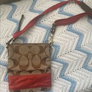 Burnt orange beige and brown